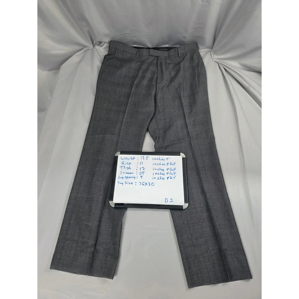 Banana Republic Modern Slim Fit Grey Glen Plaid Dress Pants Mens 36x30